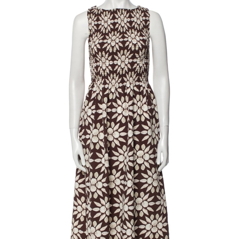 Hill House Brown and White Sleeveless Maxi Sundress